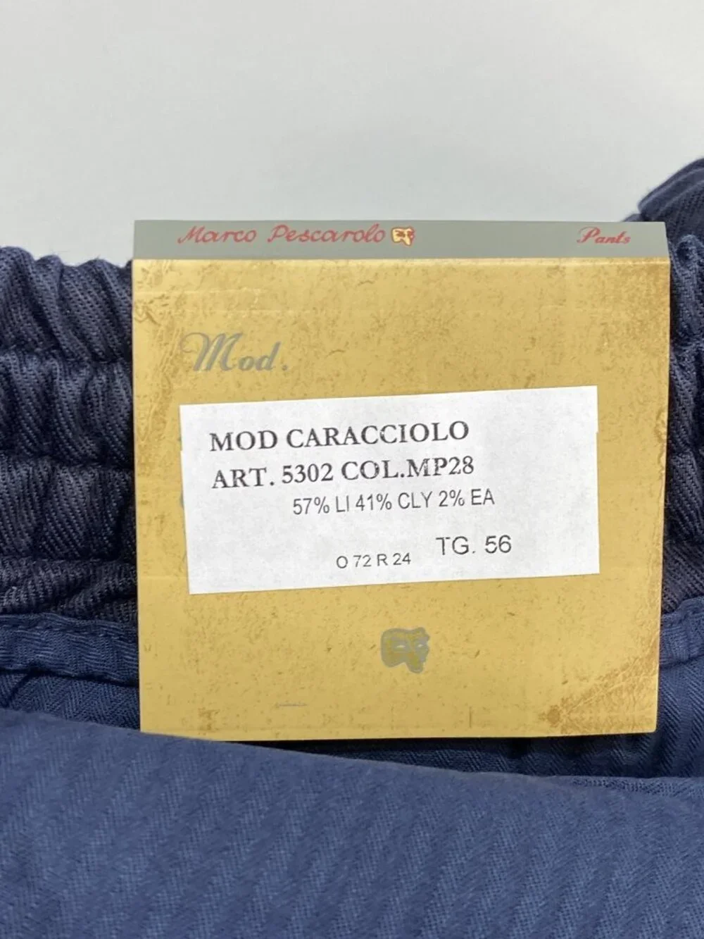 Marco Pescarolo Mens Pant Navy Blue Size 40 Caracciolo Slim Fit Linen Trousers
